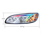 Peterbilt 382, 384, 386, 387 Chrome LED Headlight with RGB Position Light Bar