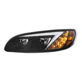 Peterbilt 382, 384, 386, 387 Black Inner Housing LED Headlight with RGB Position Light Bar
