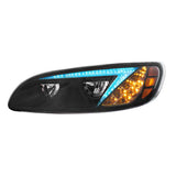 Peterbilt 382, 384, 386, 387 Black Inner Housing LED Headlight with RGB Position Light Bar