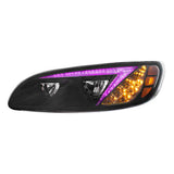 Peterbilt 382, 384, 386, 387 Black Inner Housing LED Headlight with RGB Position Light Bar