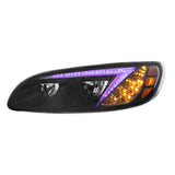 Peterbilt 382, 384, 386, 387 Black Inner Housing LED Headlight with RGB Position Light Bar
