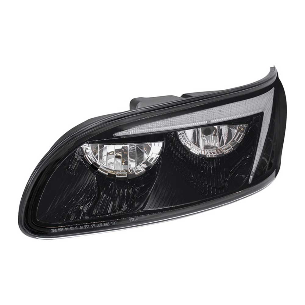 Peterbilt 382, 384, 386, 387 Black Inner Housing LED Headlight with RGB Position Light Bar