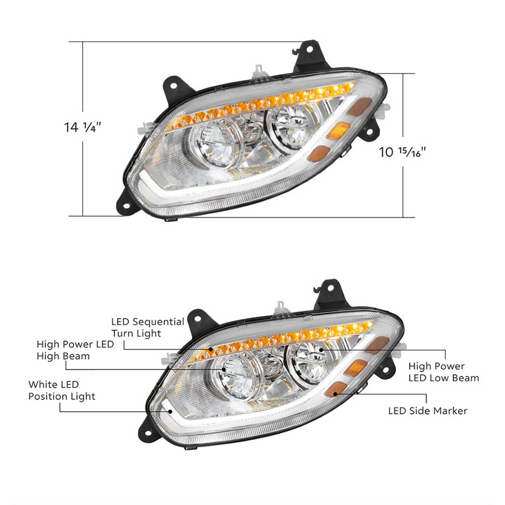 International LT 86 LED Chrome Headlight