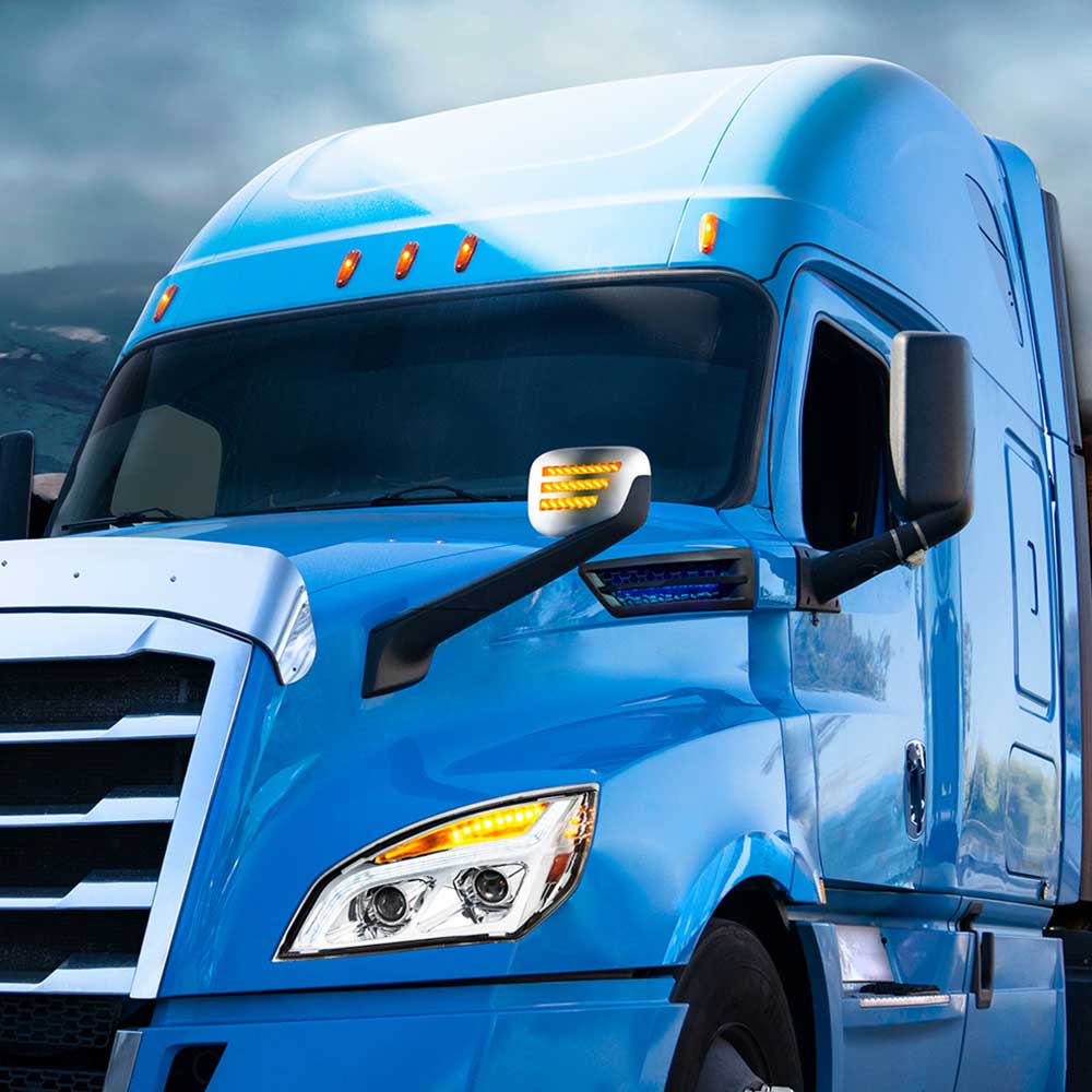 Freightliner Cascadia Chrome Heated Mirror with Sequential LED Turn Signal