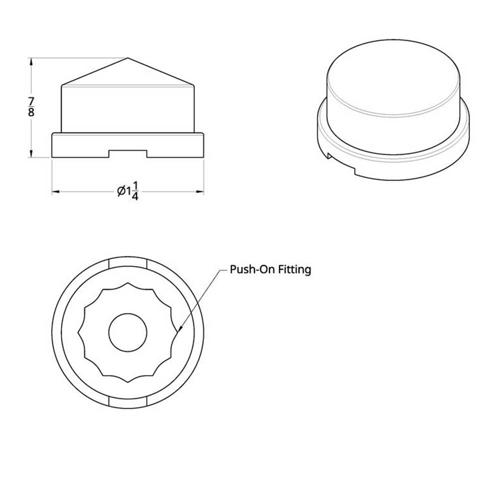3/4" x 7/8" Chrome Plastic Nut Covers - Push On 10PK