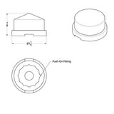 3/4" x 7/8" Chrome Plastic Nut Covers - Push On 10PK