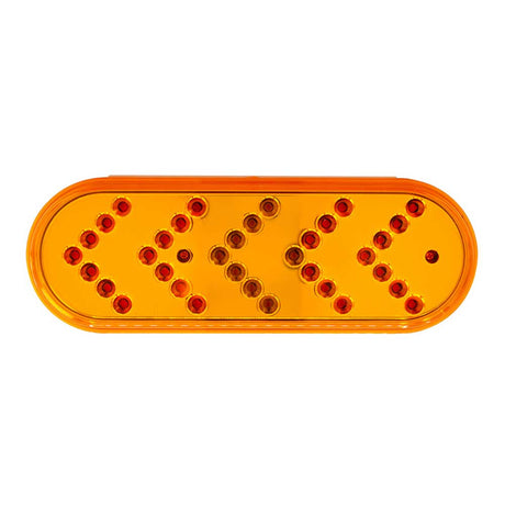6" Amber 35 LED reflector oval sequential turn signal light, close-up, closer view