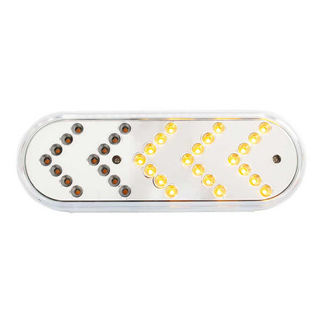 6" Amber 35 LED reflector oval sequential turn signal light, close-up, detail