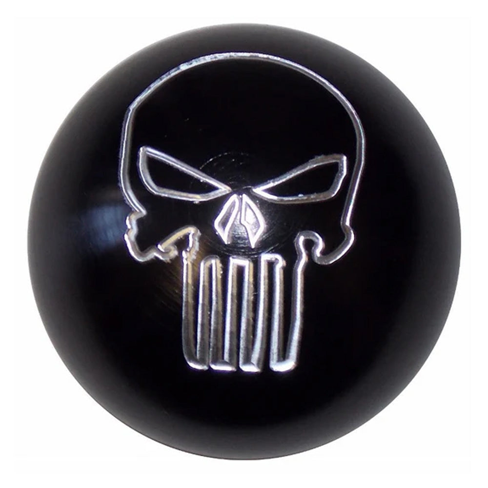 Brushed Aluminum Punisher Skull Black Shifter Knob
