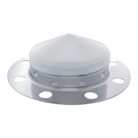 Chrome pointed front axle cover with 8 hole nut cover - 3 piece kit