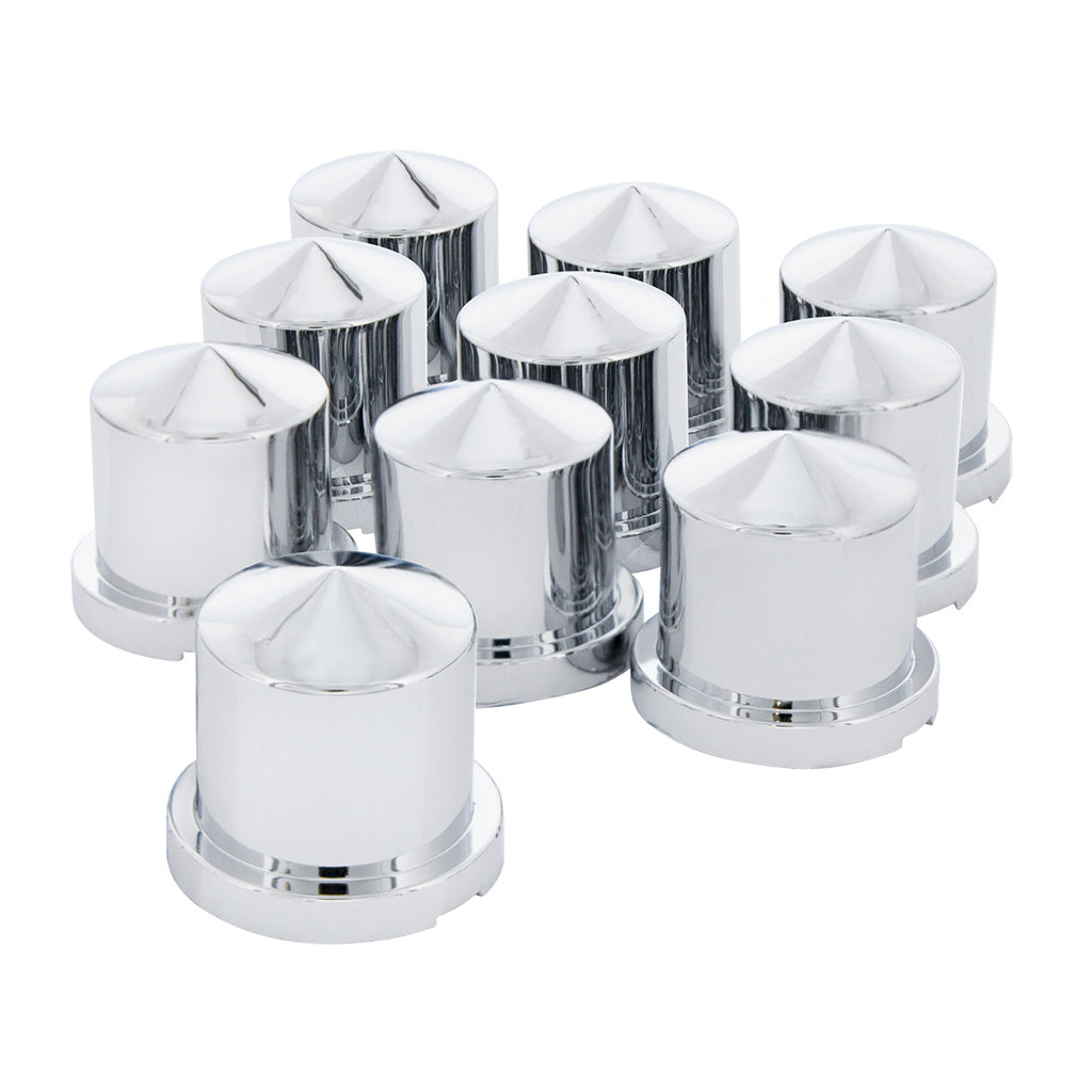 15/16" x 1-1/2" Chrome Plastic Pointed Nut Covers - 10PK Push On
