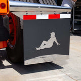 Sitting Trucker Stainless Steel Mudflap Cut Out Screw On Mount (PR)
