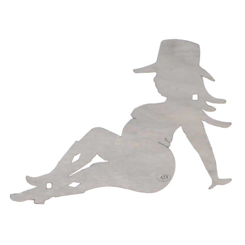 Full Figure Cowgirl Stainless Steel Mudflap Cut Out Screw On Mount (PR)