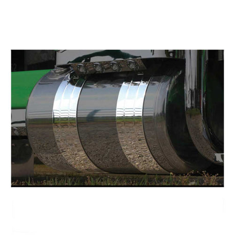 Peterbilt 26" retro fuel tank strap covers, close-up