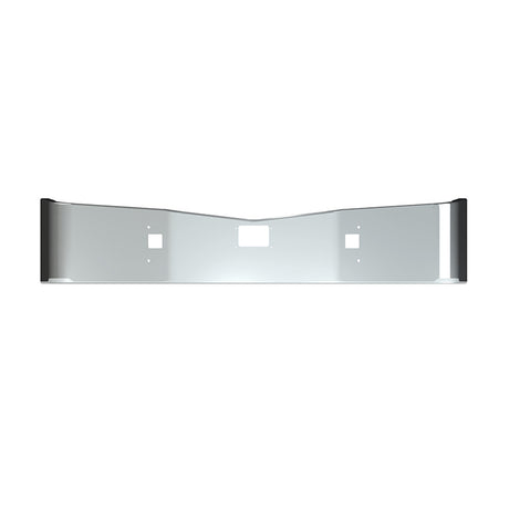 Peterbilt 579 2021+ setback axle 16.5" chrome bumper with tow and radar holes, close-up