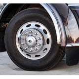 22-1/2", 24-1/2" Mirror SS Unitized Cover-Up for Front Hub Covers w/ Floating Flag