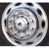 22-1/2", 24-1/2" Mirror SS Unitized Cover-Up for Front Hub Covers w/ Floating Flag