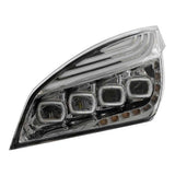 Freightliner Cascadia 2018+ Chrome Quad LED Headlight with LED DRL & Sequential Signal