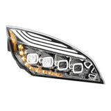 Freightliner Cascadia 2018+ Chrome Quad LED Headlight with LED DRL & Sequential Signal