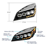 Freightliner Cascadia 2018+ Black Quad LED Headlight with LED DRL & Sequential Signal