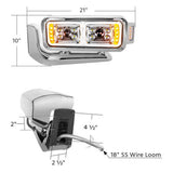 Peterbilt Chrome 10 High Power LED Projection Headlight Assembly with Mounting Arm and Turn Signal Side Pod