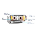Peterbilt Chrome 10 High Power LED Projection Headlight Assembly with Mounting Arm and Turn Signal Side Pod