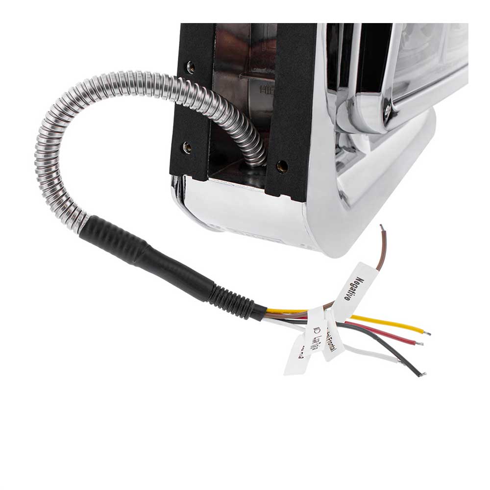 Peterbilt Black Inner Housing 10 High Power LED Projection Headlight Assembly with Mounting Arm and Turn Signal Side Pod
