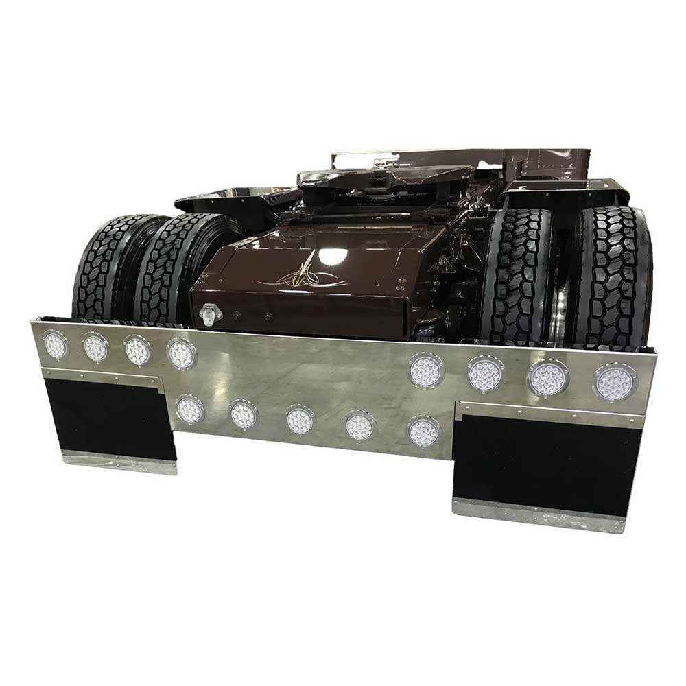 One-Piece 96"L Stainless Steel Rear T-Bar with Thirteen 4" Light Cutouts