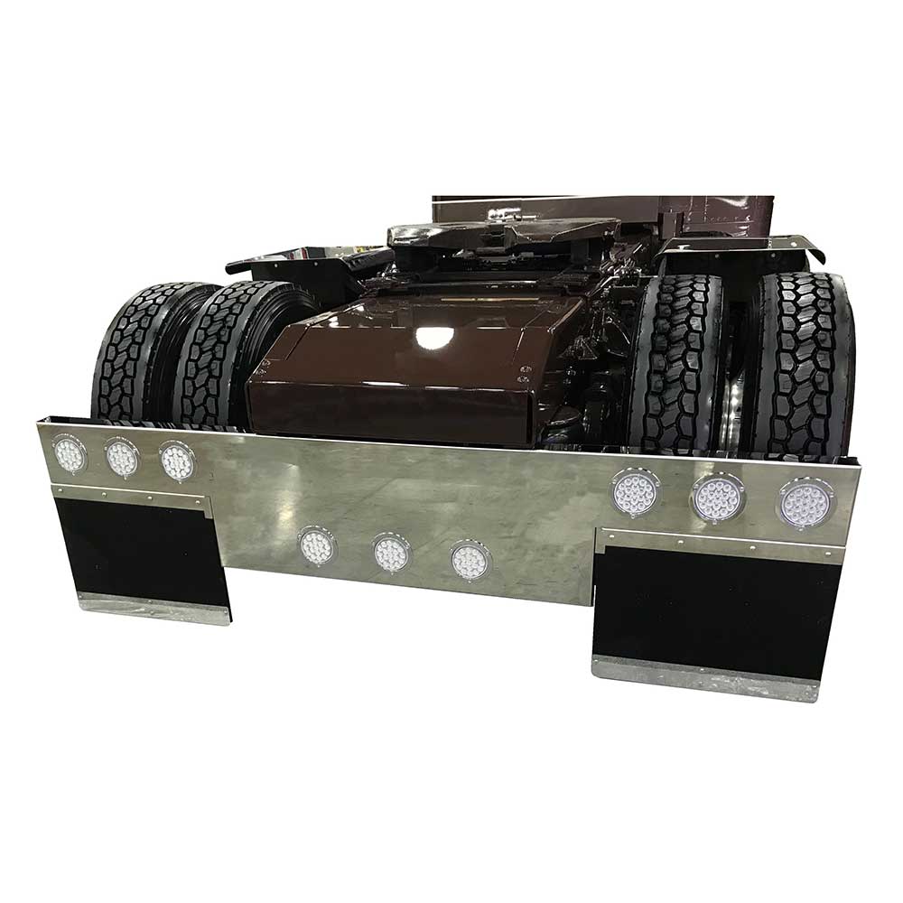 One-Piece 96"L Stainless Steel Rear T-Bar with Nine 4" Light Cutouts