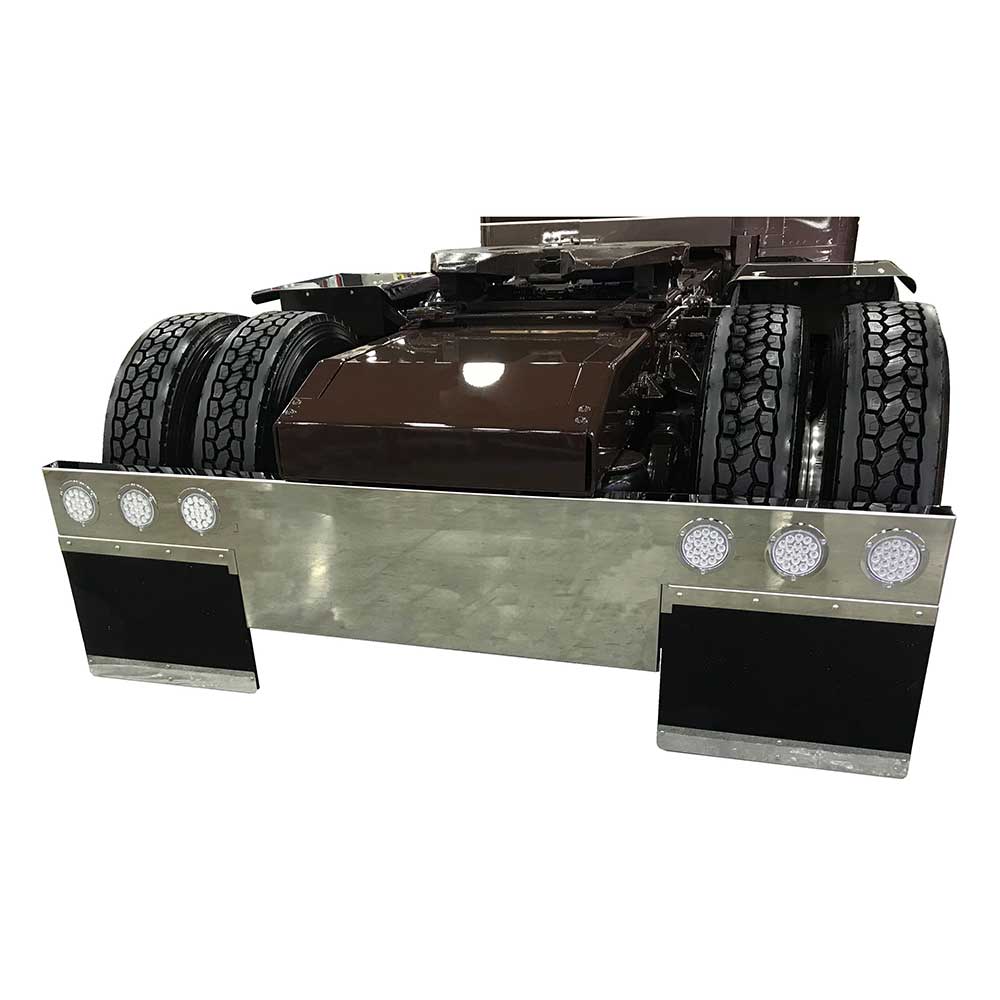 One-Piece 96"L Stainless Steel Rear T-Bar with Six 4" Light Cutouts