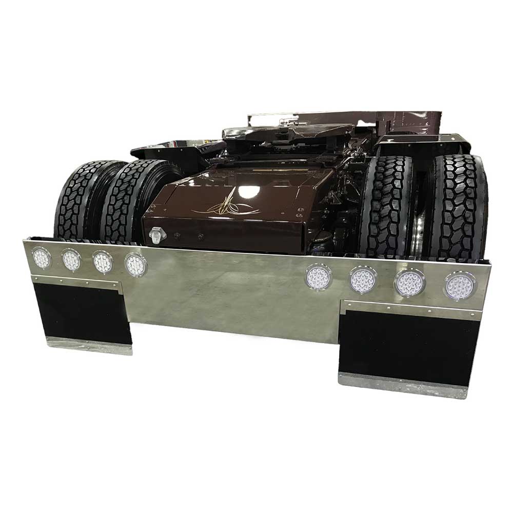 One-Piece 96"L Stainless Steel Rear T-Bar with Eight 4" Light Cutouts