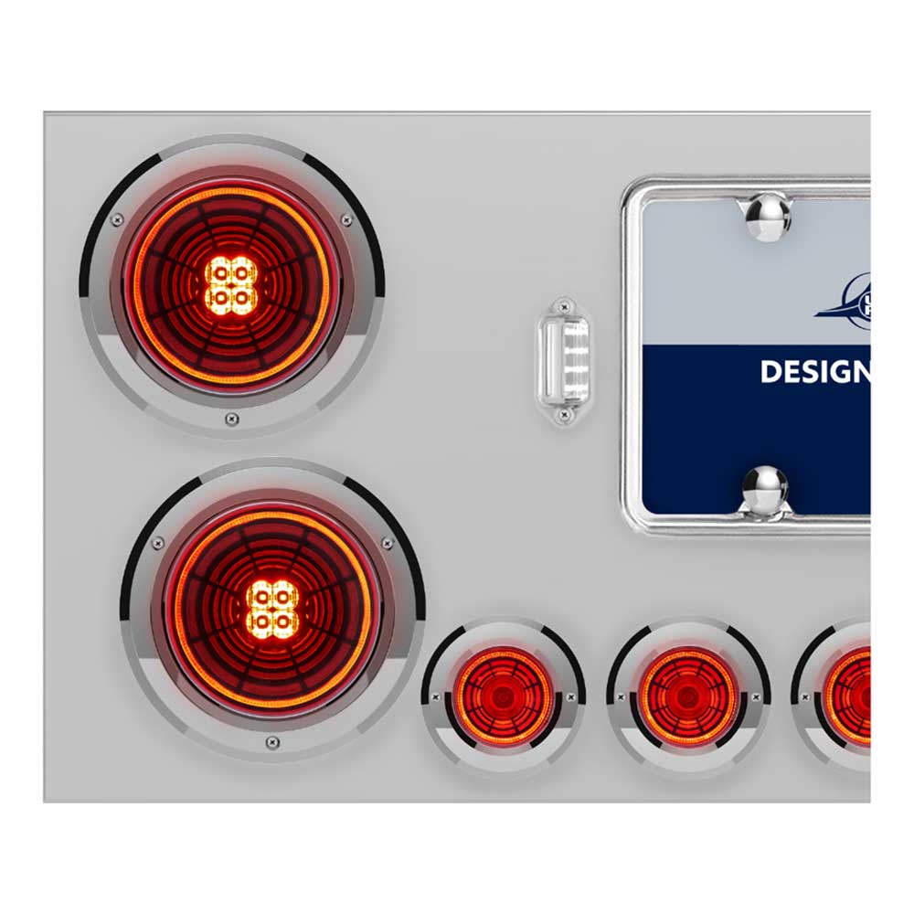 Stainless Steel Center Panel with Four 4" Abyss and Six 2" LED Lights with Bezels