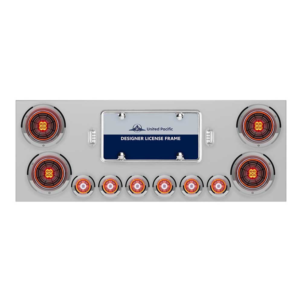 Stainless Steel Center Panel with Four 4" Abyss and Six 2" LED Lights with Bezels