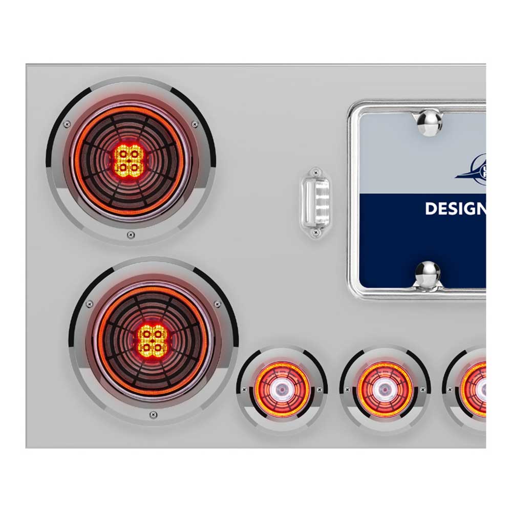 Stainless Steel Center Panel with Four 4" Abyss and Six 2" LED Lights with Bezels