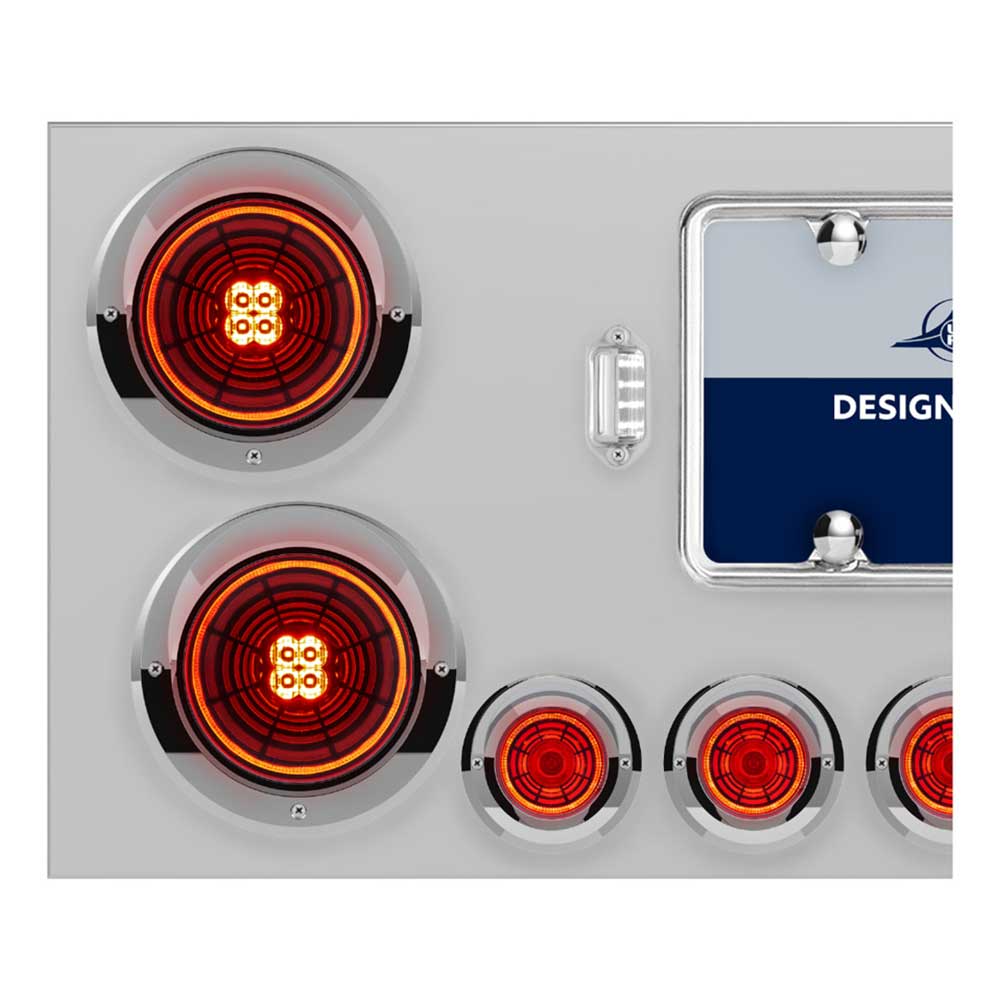 Stainless Steel Center Panel with Four 4" Abyss and Six 2" LED Lights with Visors