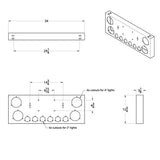 Stainless Steel Center Panel with Four 4" Abyss and Six 2" LED Lights with Visors