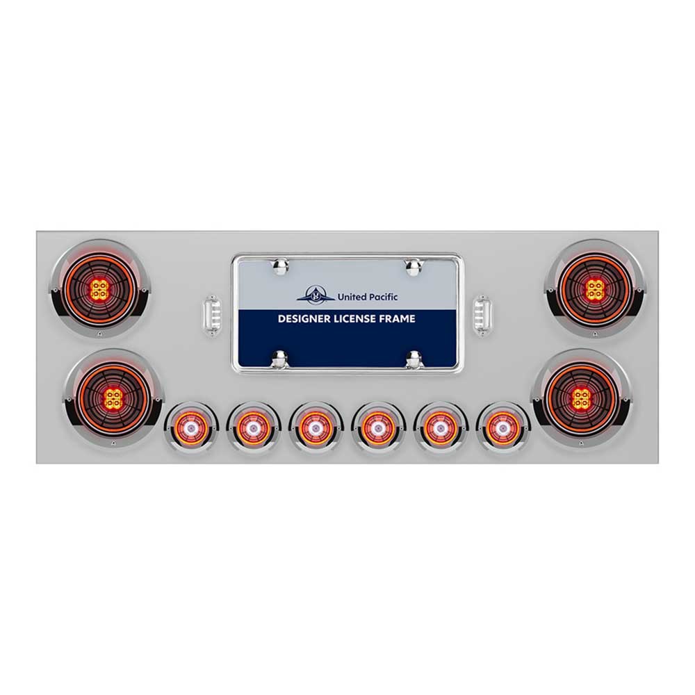 Stainless Steel Center Panel with Four 4" Abyss and Six 2" LED Lights with Visors