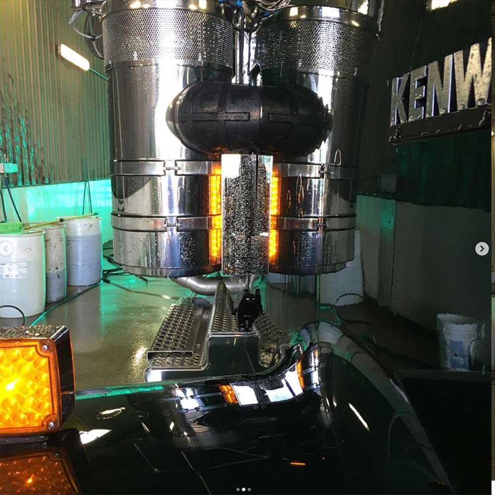 Kenworth W900B, W900L 15" SS Amber LED Backlit Front Air Cleaner Light Bar with Clear Lens