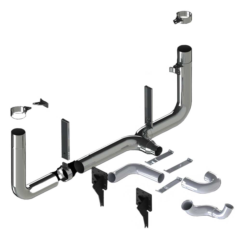 7" Peterbilt 389 2018+ Chrome Plated Stainless Steel Exhaust Kit
