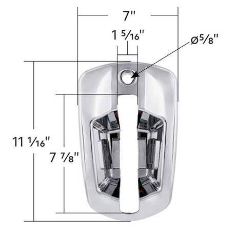 Close-up of Freightliner Cascadia 2018+ chrome 6 white LED passenger side door handle cover
