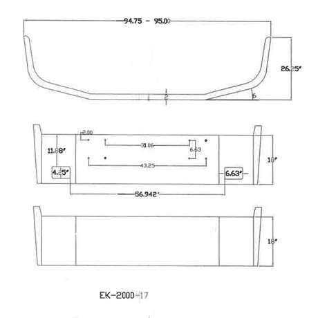 18" International 9400 setback axle chrome bumper with fog light holes for semi trucks