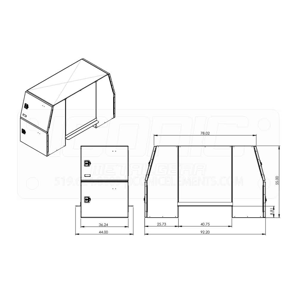B-Pack 36" x 55" x 92" Checker Plate Toolbox