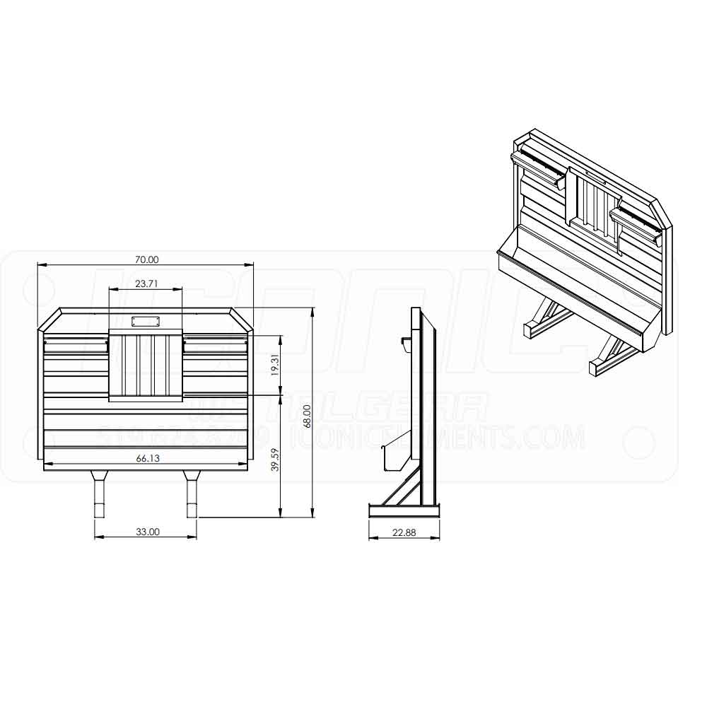 70" x 68" Cab Rack with Jail Window and Chain Trays