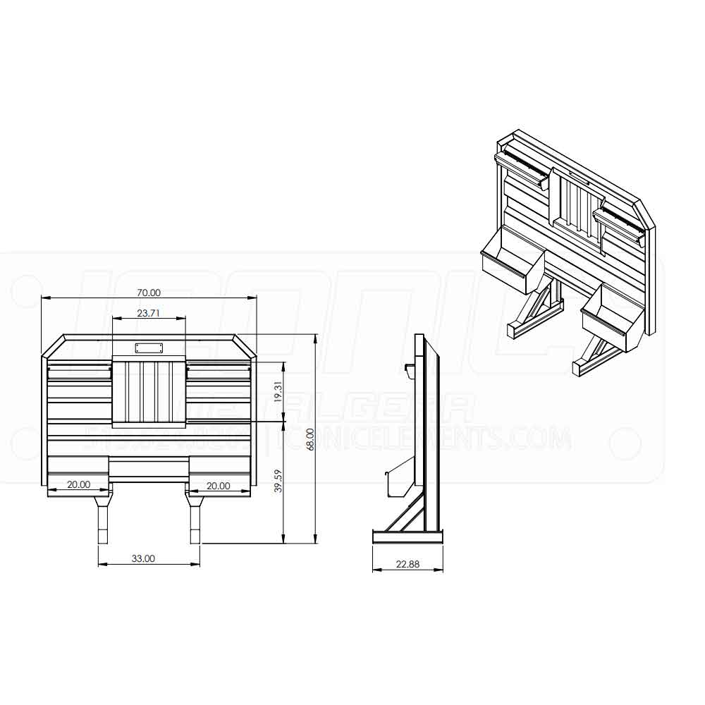 70" x 68" Cab Rack with Jail Window and Split Chain Trays