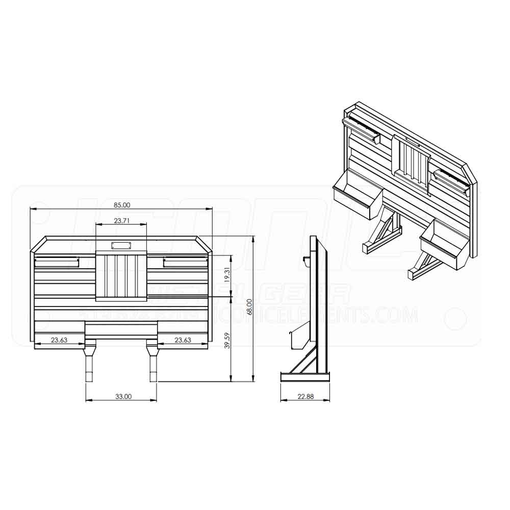 86" x 68" Cab Rack with Jail Window and Split Chain Tray