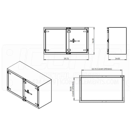 Smooth 60" x 36" x 24" cam lock box, close-up