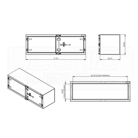 Smooth 72" x 24" x 24" cam lock toolbox, close-up