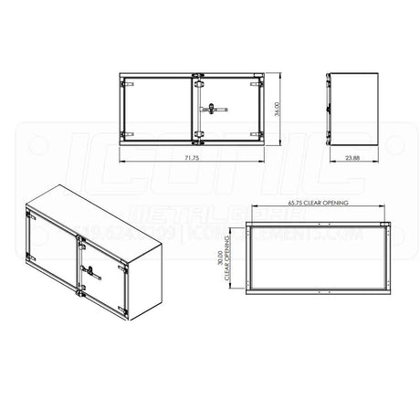 Smooth 72" x 36" x 24" cam lock toolbox, close-up