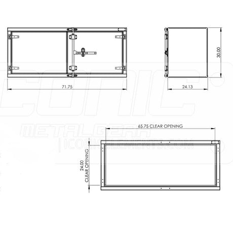 Smooth 72" x 30" x 24" cam lock toolbox, close-up