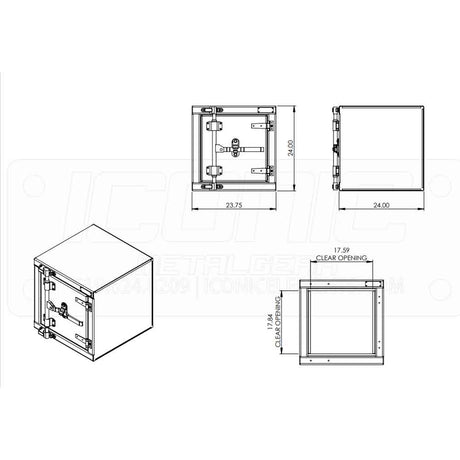 Checker 24" x 24" x 24" cam lock toolbox, close-up